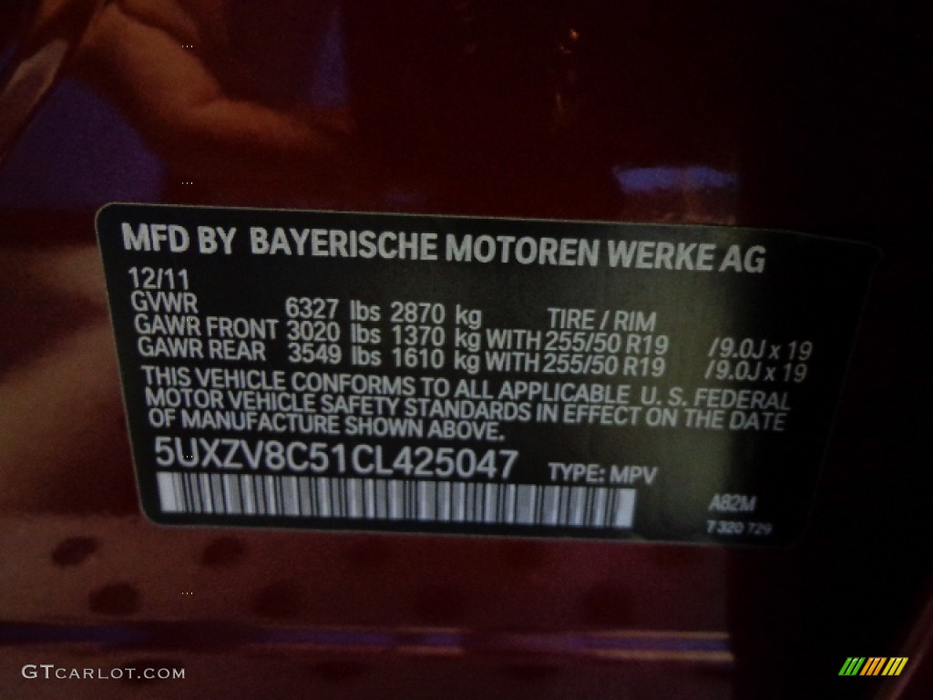 2012 BMW X5 xDrive50i Color Code Photos