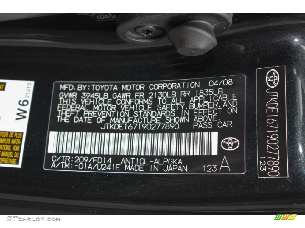 2009 tC Color Code 209 for Black Sand Pearl Photo #77704982