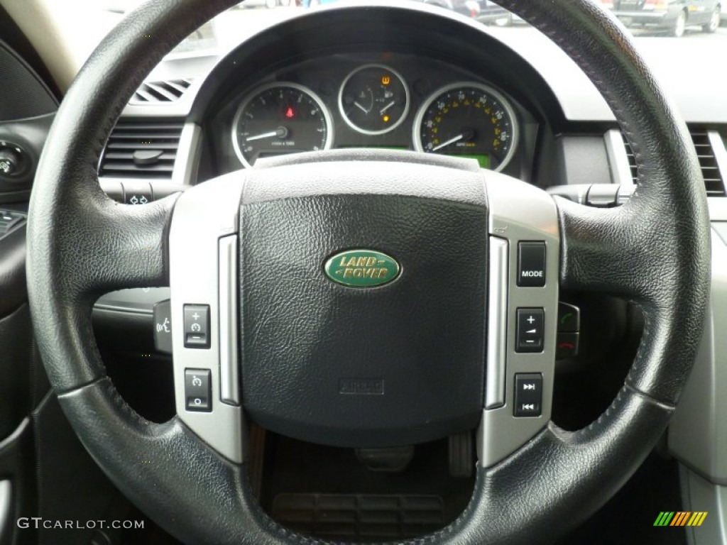 2008 Land Rover Range Rover Sport HSE Ebony Black Steering Wheel Photo #77705662