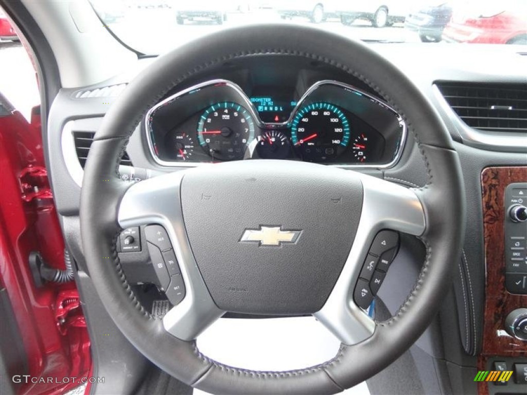 2013 Chevrolet Traverse LT Ebony Steering Wheel Photo #77707146