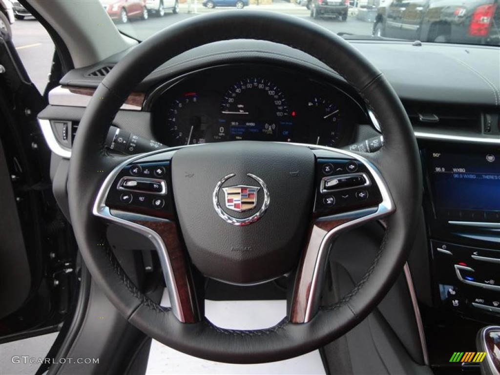 2013 Cadillac XTS Luxury FWD Jet Black Steering Wheel Photo #77707679