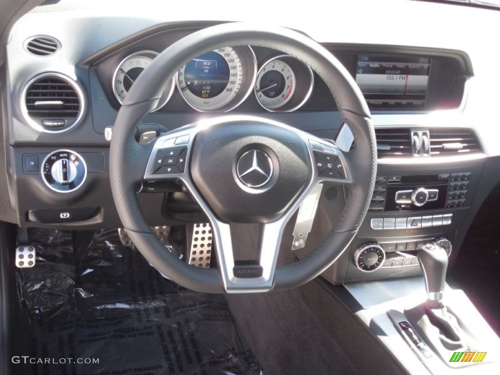 2013 Mercedes-Benz C 350 Coupe Black Steering Wheel Photo #77709097