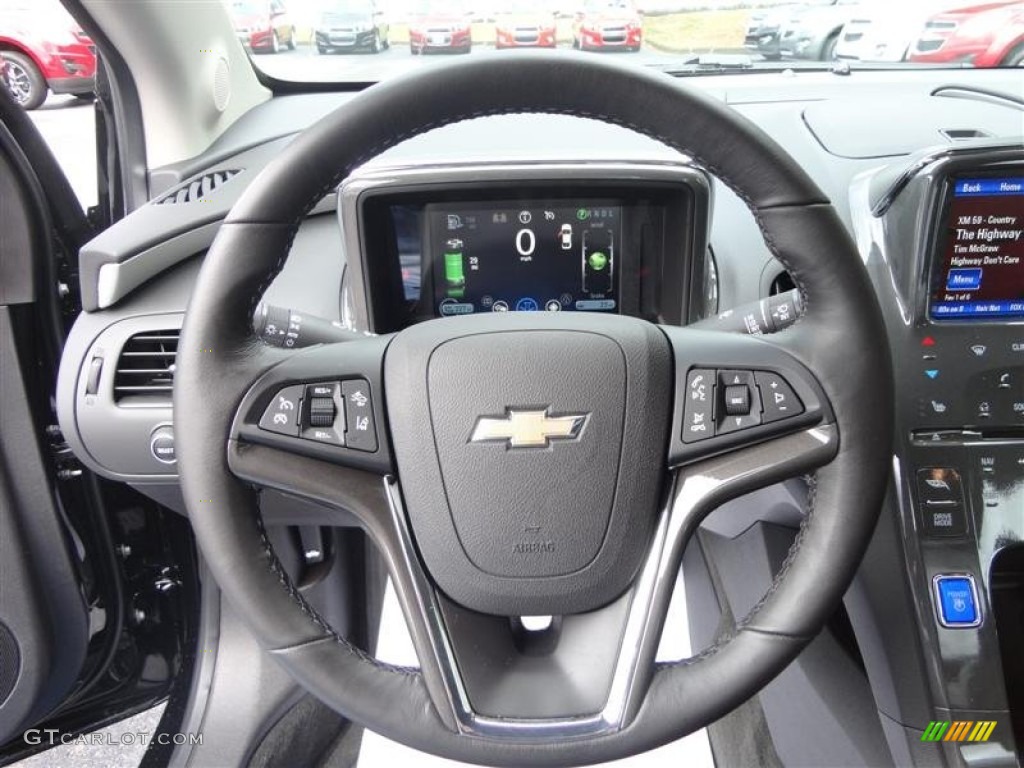 2013 Chevrolet Volt Standard Volt Model Jet Black/Dark Accents Steering Wheel Photo #77709487