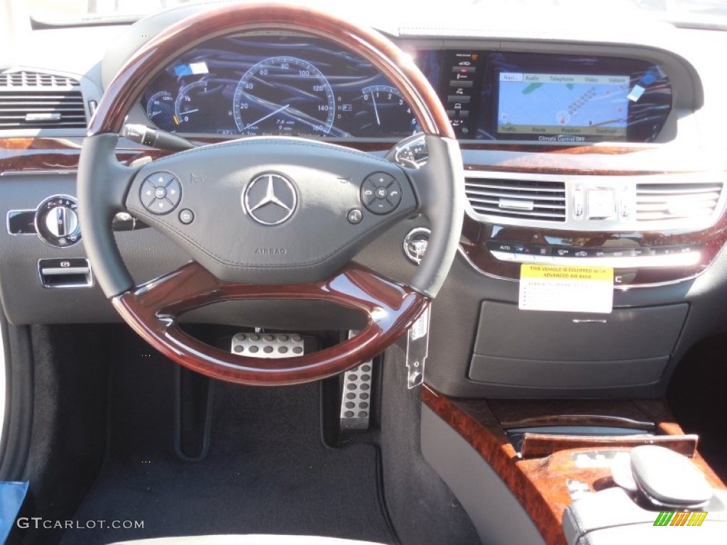 2013 Mercedes-Benz S 350 BlueTEC 4Matic Black Steering Wheel Photo #77709909