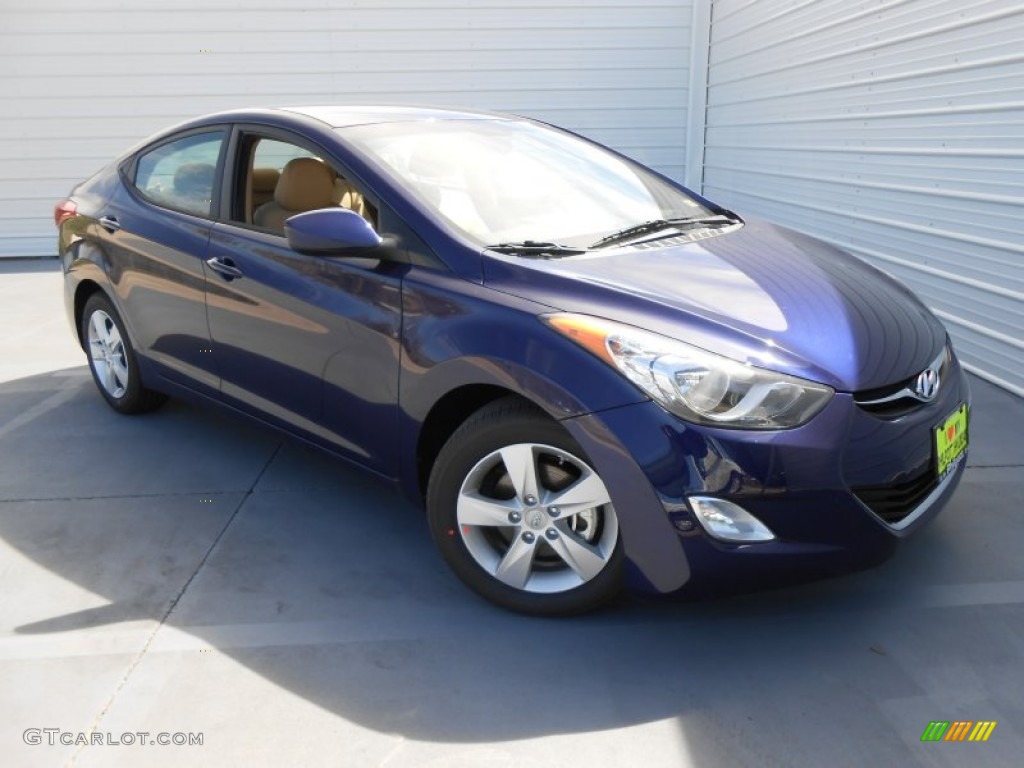 2013 Elantra GLS - Indigo Night / Beige photo #2