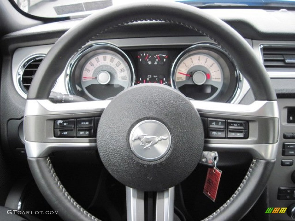 2012 Ford Mustang V6 Premium Coupe Charcoal Black Steering Wheel Photo #77715687