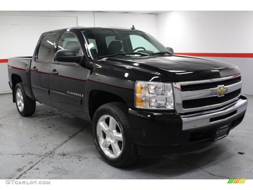 Black 2009 Chevrolet Silverado 1500 LT Crew Cab 4x4 Exterior Photo #77717871