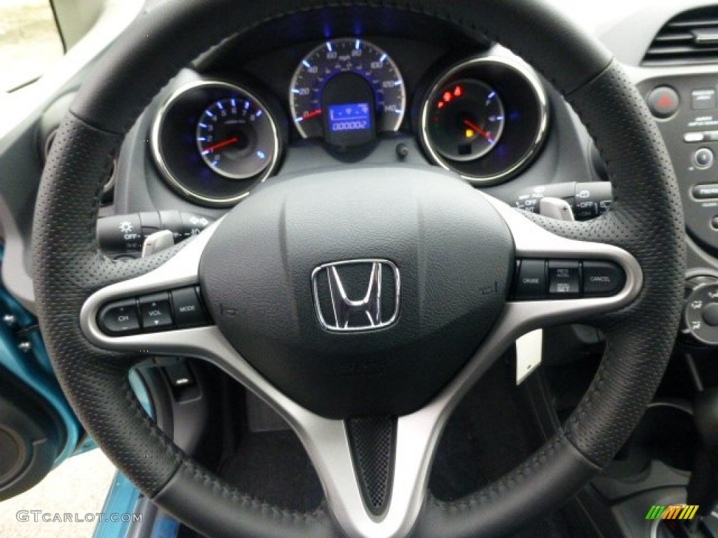 2013 Honda Fit Sport Sport Black Steering Wheel Photo #77718555