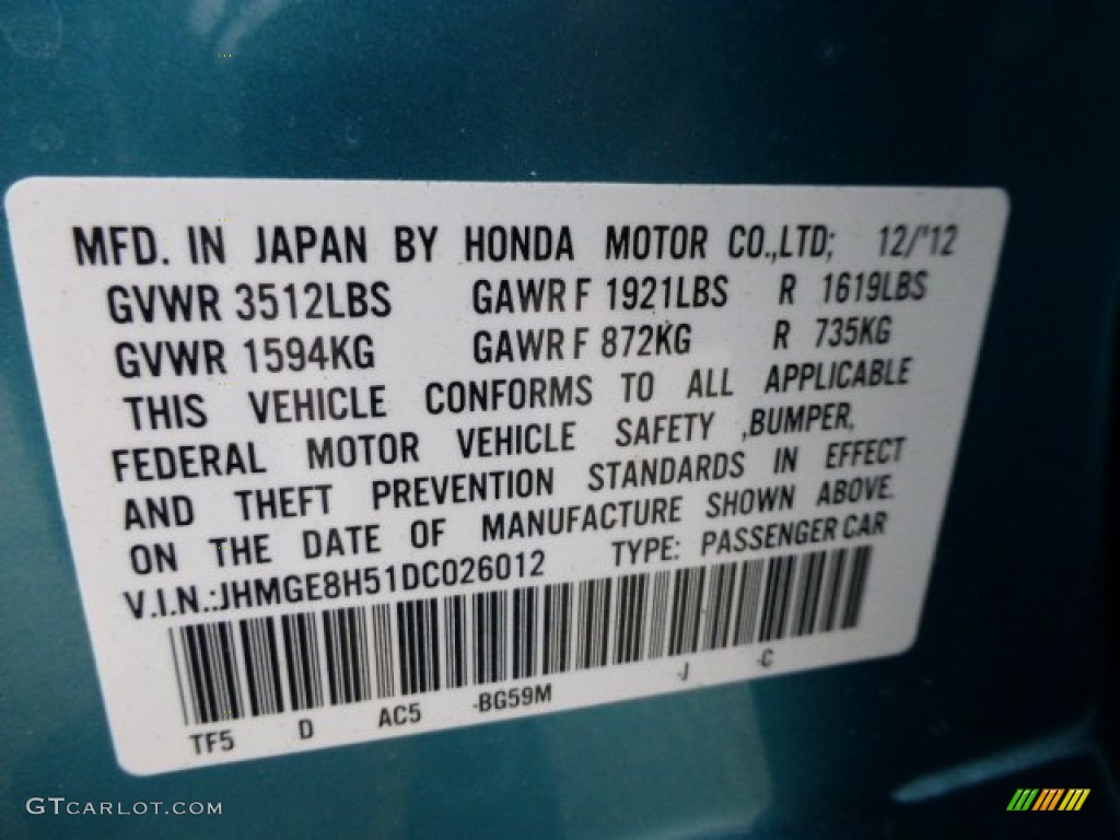 2013 Fit Color Code BG59M for Blue Raspberry Metallic Photo #77718594