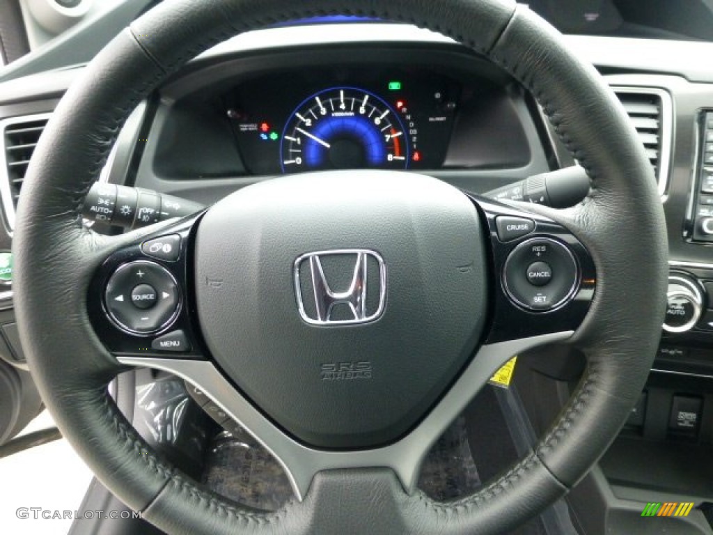 2013 Honda Civic EX-L Sedan Black Steering Wheel Photo #77718898