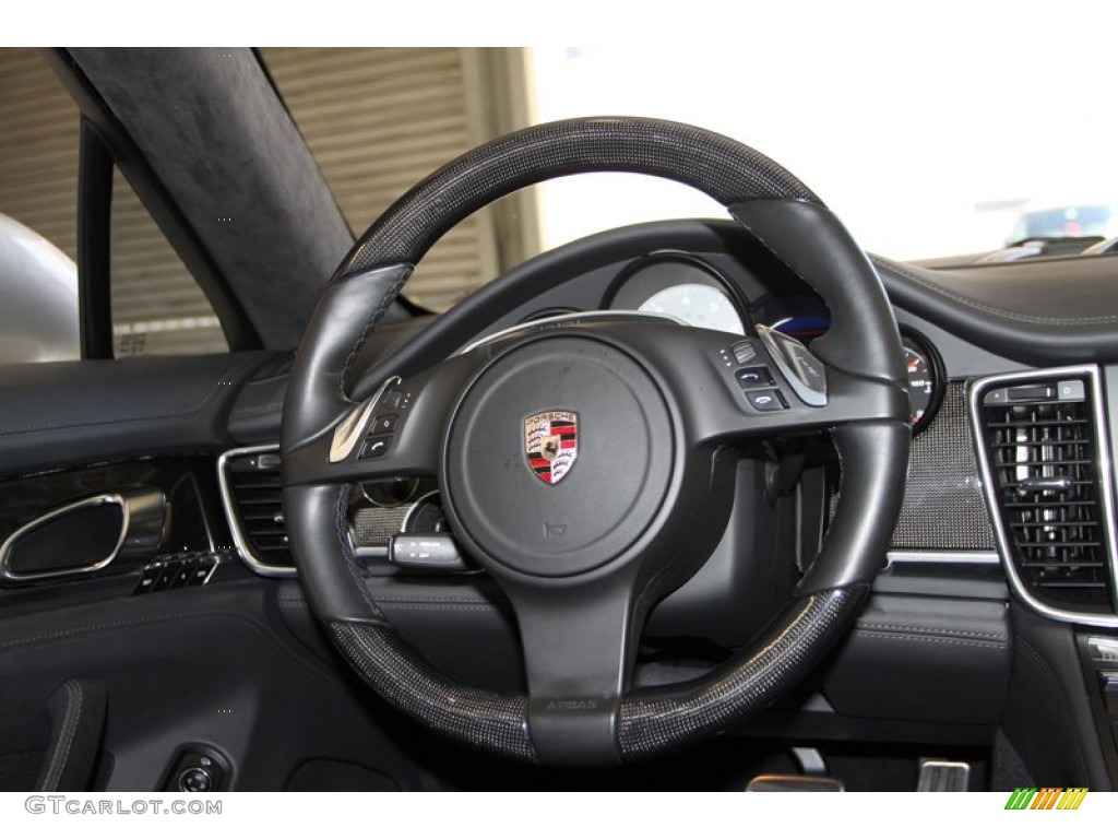 2011 Porsche Panamera S Black Steering Wheel Photo #77724834