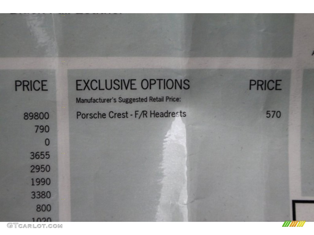 2011 Porsche Panamera S Window Sticker Photo #77725059