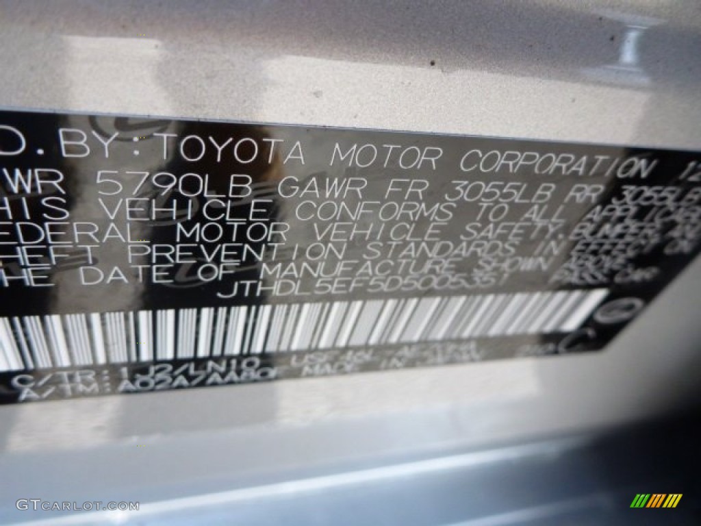 2013 LS Color Code 1J2 for Liquid Platinum Photo #77726418