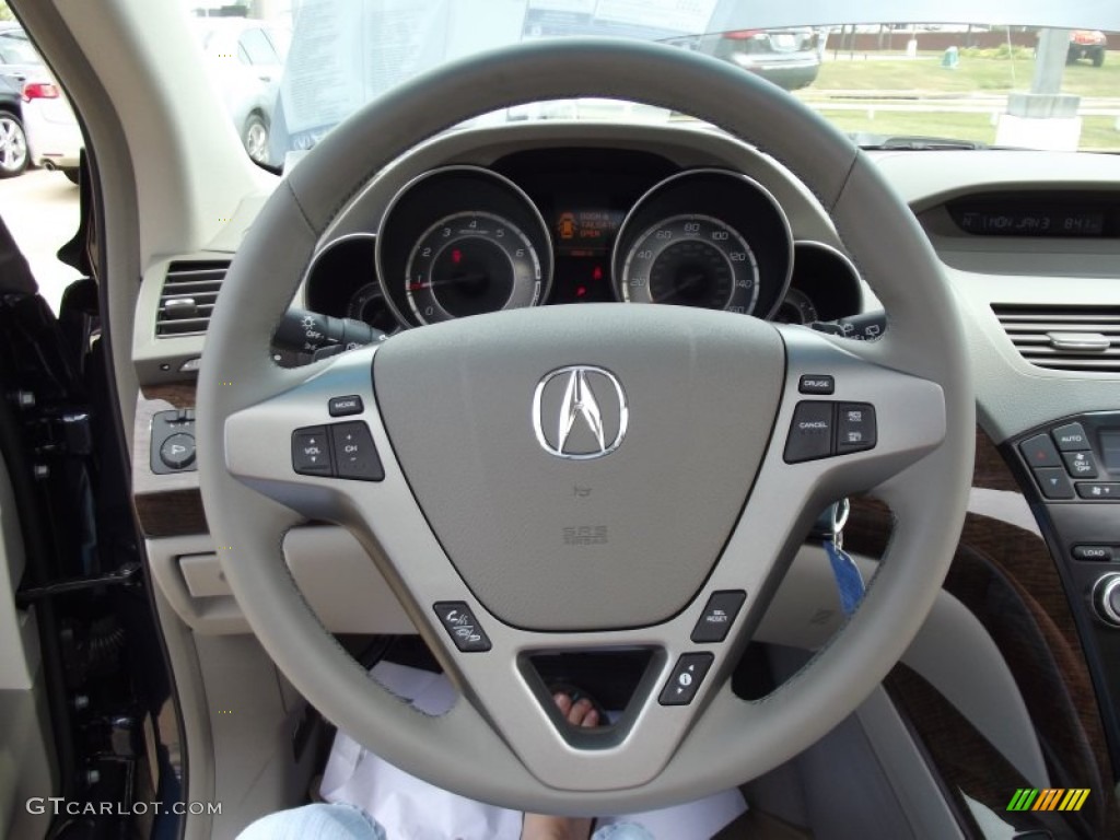 2012 Acura MDX SH-AWD Taupe Steering Wheel Photo #77729631