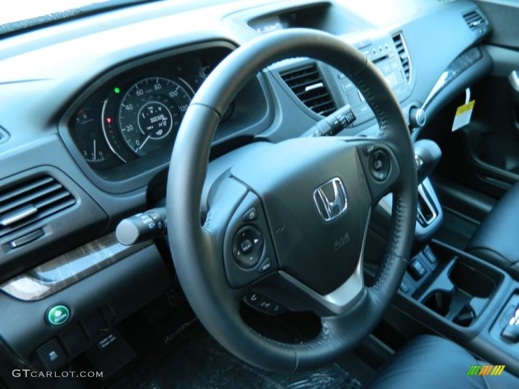 2013 Honda CR-V EX-L Black Steering Wheel Photo #77730586
