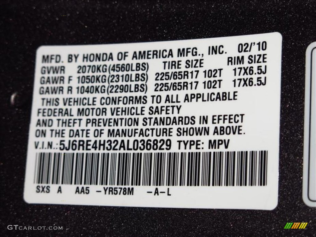 2010 CR-V LX AWD - Urban Titanium Metallic / Black photo #25