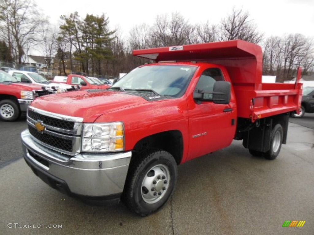 2013 Silverado 3500HD WT Regular Cab 4x4 Dump Truck - Victory Red / Dark Titanium photo #2