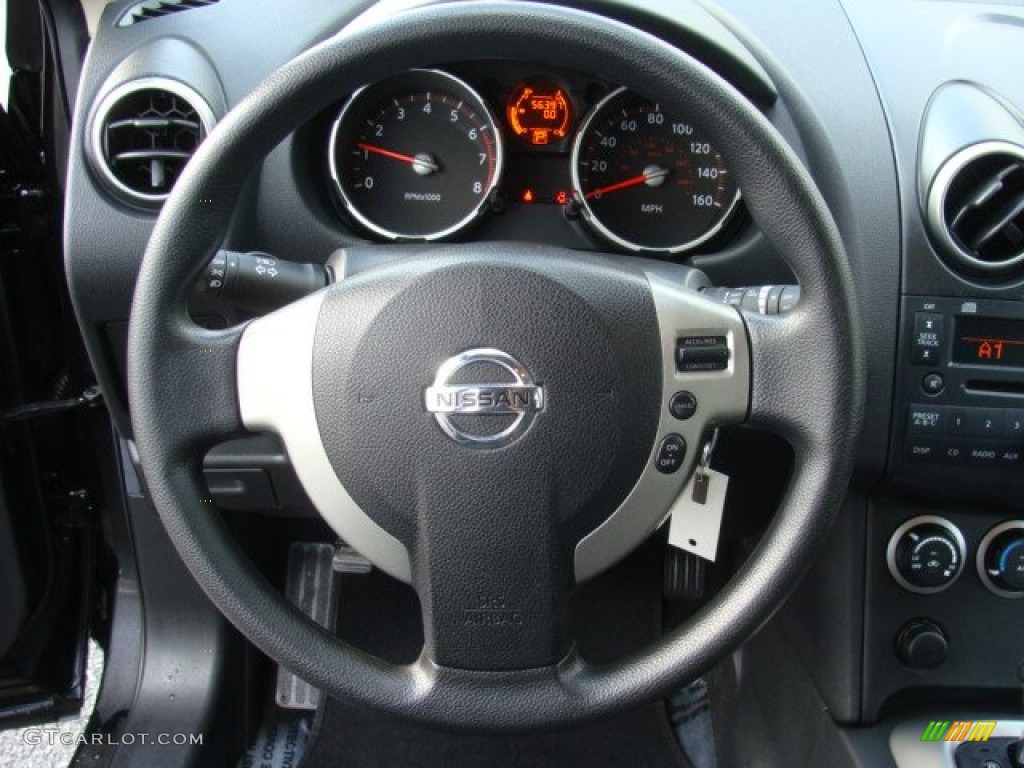 2010 Nissan Rogue S AWD Black Steering Wheel Photo #77735514
