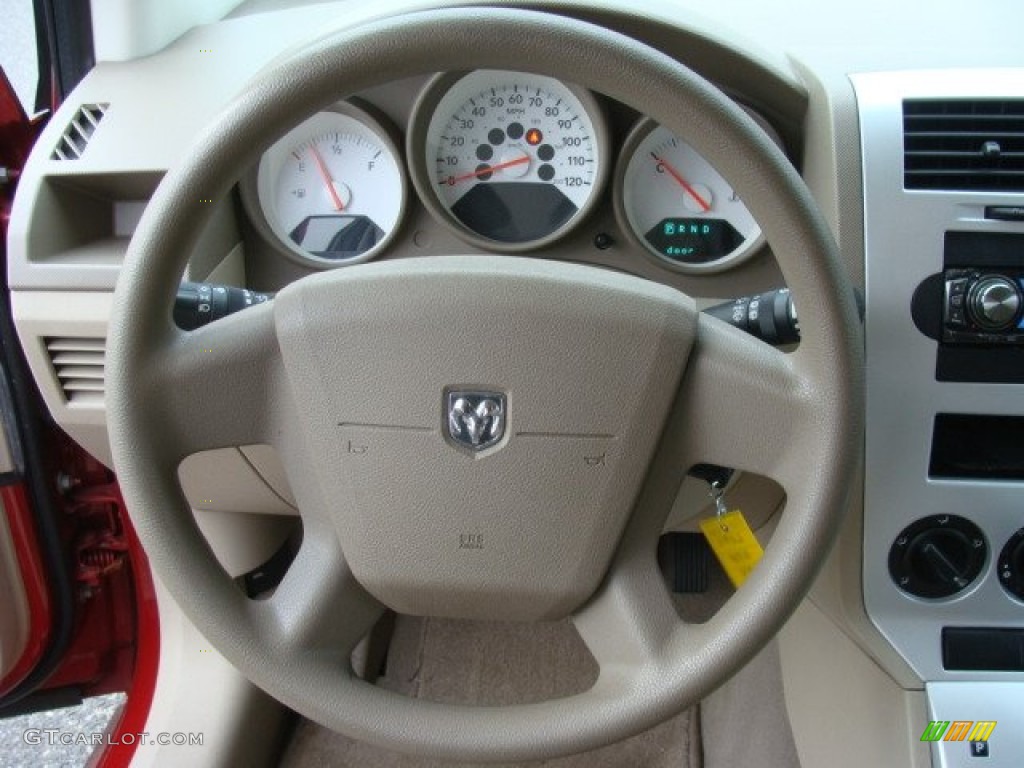 2007 Dodge Caliber SE Pastel Pebble Beige Steering Wheel Photo #77736105