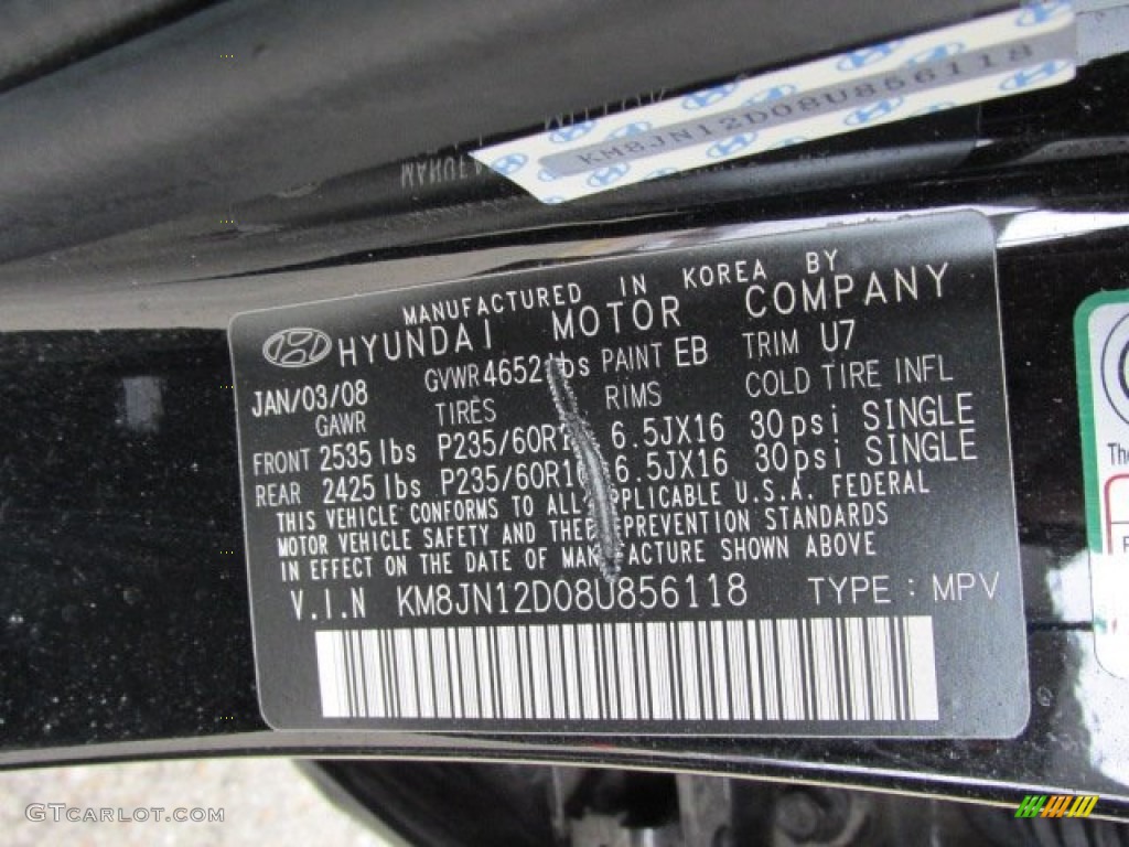 2008 Tucson Color Code EB for Obsidian Black Photo #77737576