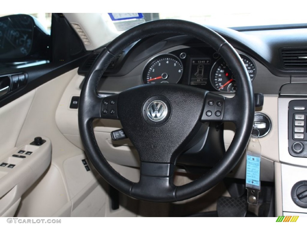 2009 Volkswagen Passat Komfort Sedan Cornsilk Beige Steering Wheel Photo #77740897