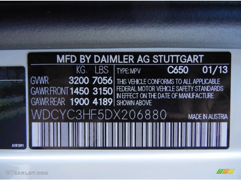 2013 G Color Code 650 for Arctic White Photo #77746707