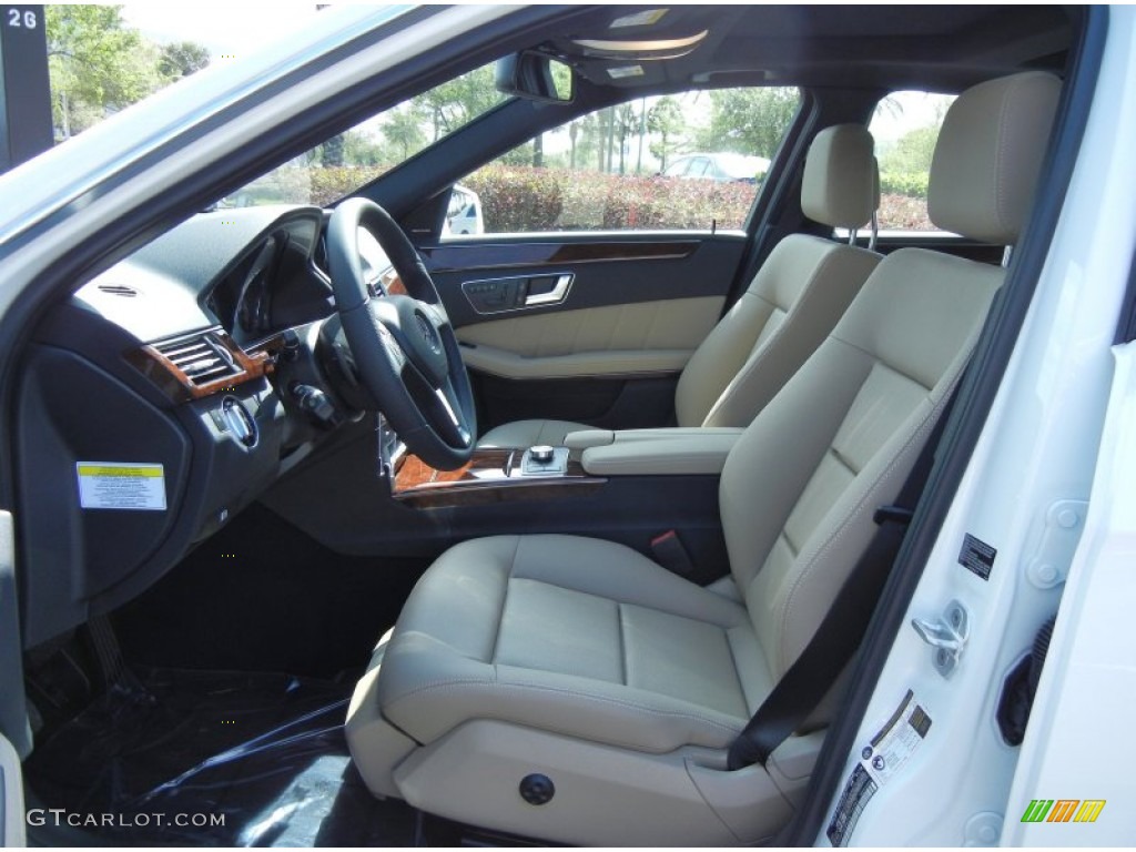 Almond/Black Interior 2013 Mercedes-Benz E 350 Sedan Photo #77747478