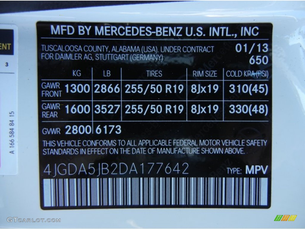 2013 ML Color Code 650 for Arctic White Photo #77748967