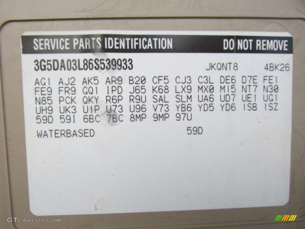 2006 Buick Rendezvous CX Color Code Photos