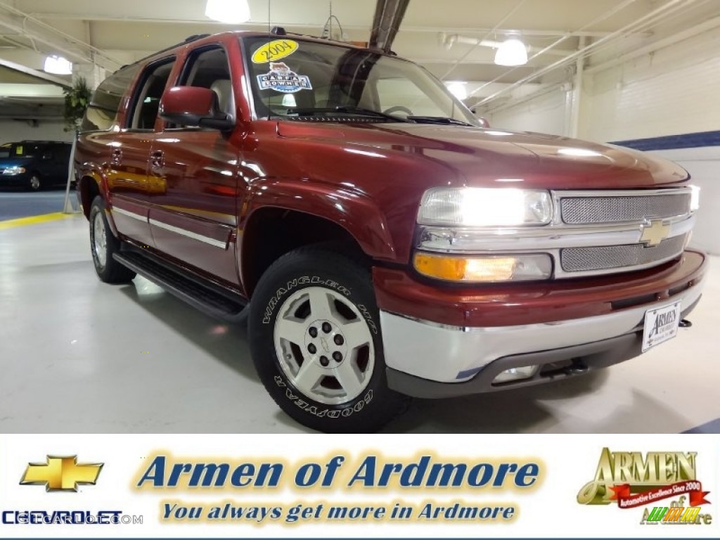 2004 Suburban 1500 LT 4x4 - Sport Red Metallic / Tan/Neutral photo #1