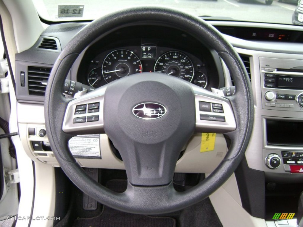 2012 Subaru Outback 2.5i Warm Ivory Steering Wheel Photo #77752050