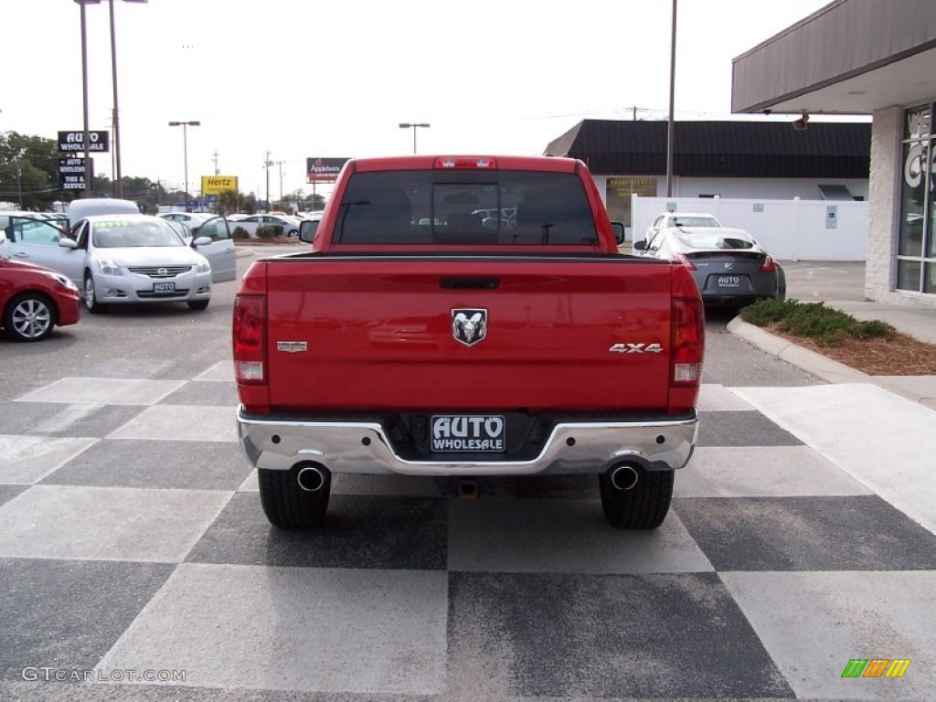 2011 Ram 1500 Laramie Quad Cab 4x4 - Flame Red / Light Pebble Beige/Bark Brown photo #4