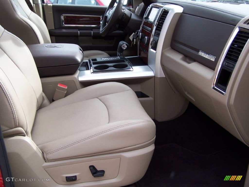 2011 Ram 1500 Laramie Quad Cab 4x4 - Flame Red / Light Pebble Beige/Bark Brown photo #14