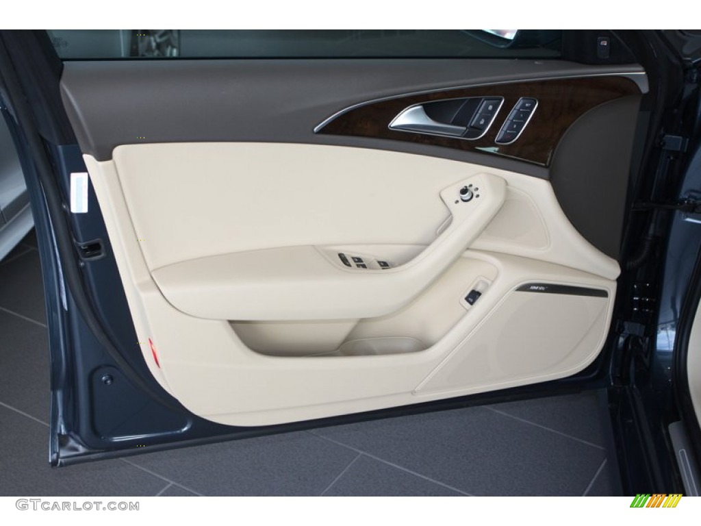 2013 Audi A4 2.0T quattro Sedan Velvet Beige/Black Door Panel Photo #77753546