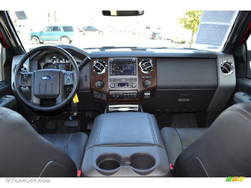 2012 F250 Super Duty Lariat Crew Cab 4x4 - Vermillion Red / Black photo #14