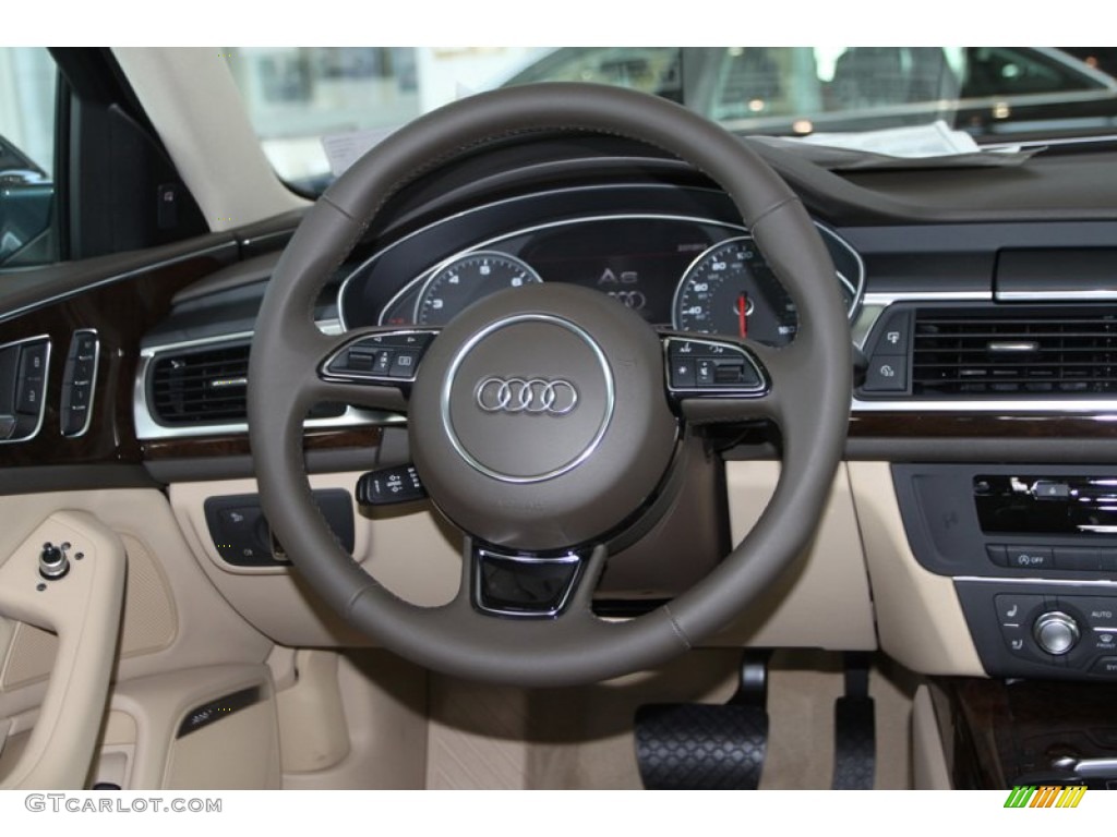 2013 Audi A4 2.0T quattro Sedan Velvet Beige/Black Steering Wheel Photo #77753655