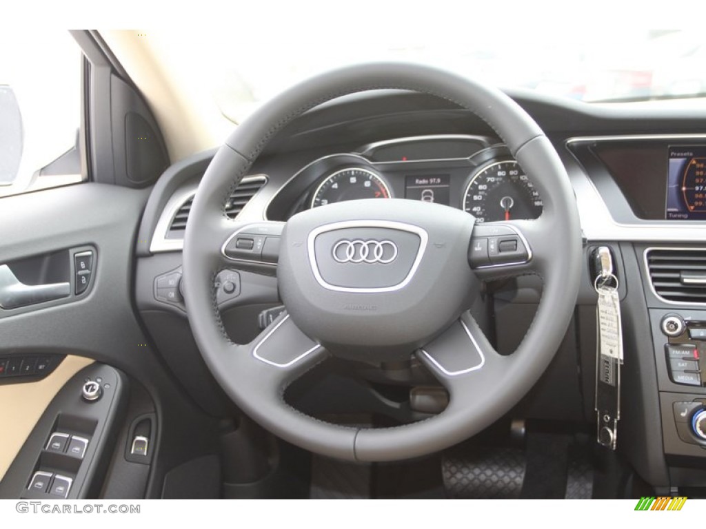 2013 Audi A4 2.0T quattro Sedan Velvet Beige/Black Steering Wheel Photo #77754114