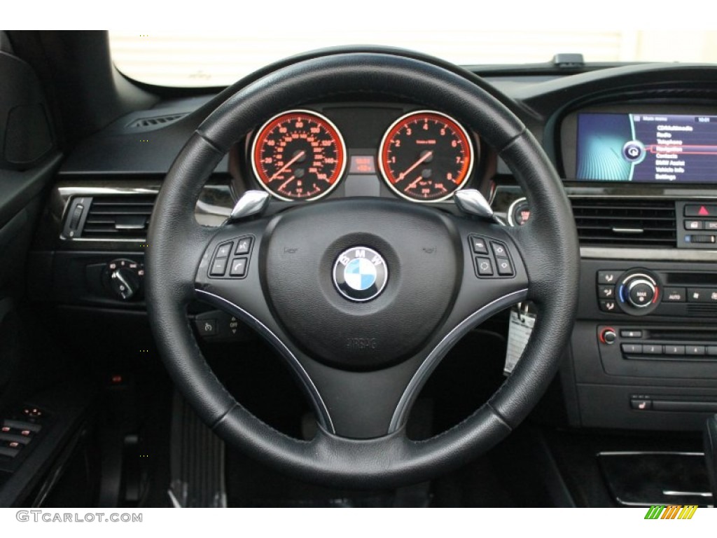 2009 BMW 3 Series 328i Convertible Black Steering Wheel Photo #77755622
