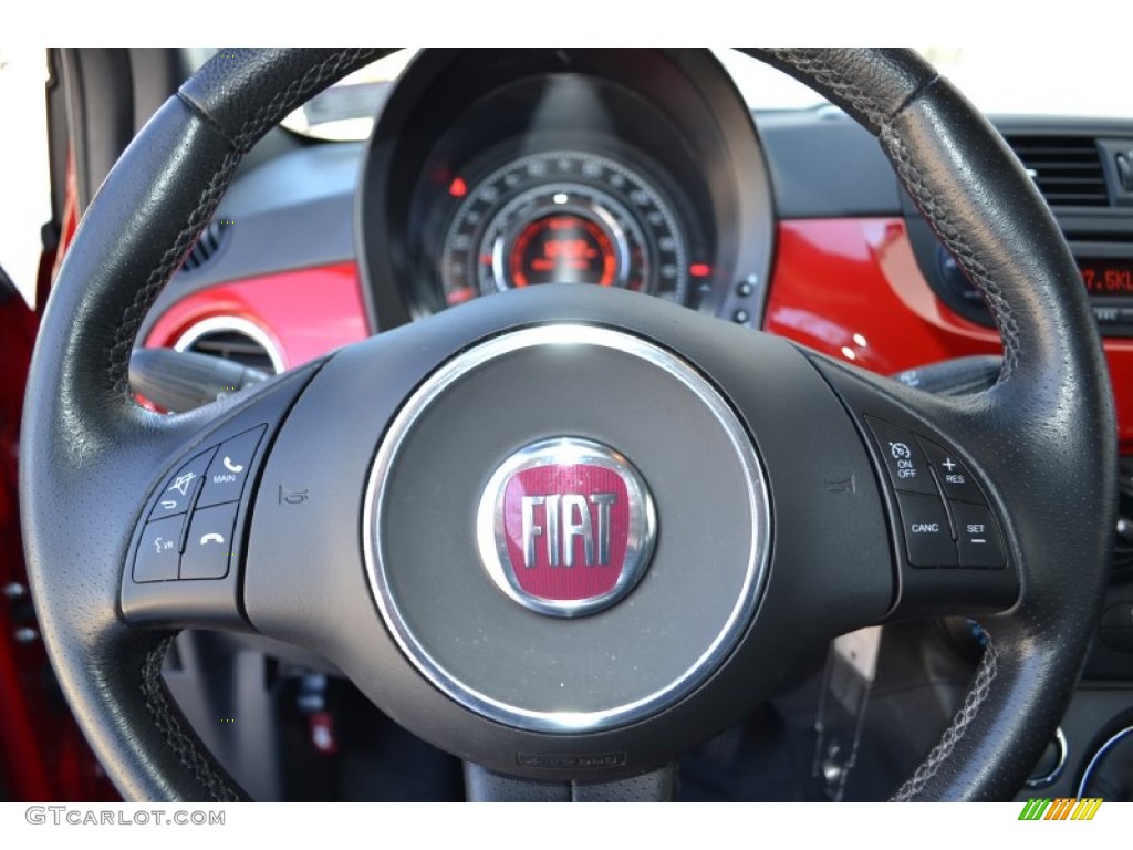 2012 Fiat 500 Sport Sport Tessuto Nero/Nero (Black/Black) Steering Wheel Photo #77755640