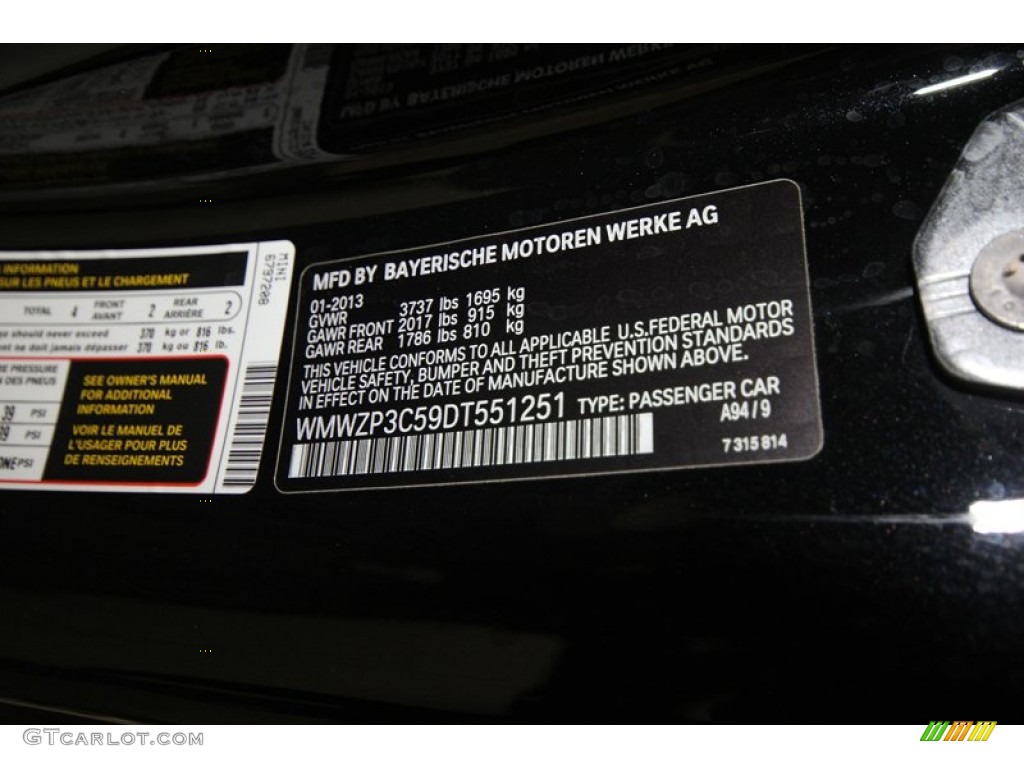 2013 Cooper Color Code A94 for Midnight Black Metallic Photo #77762846