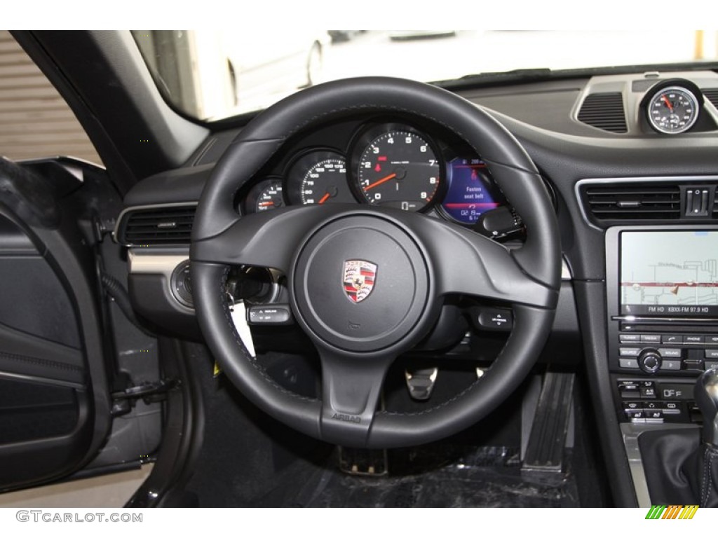 2013 Porsche 911 Carrera Cabriolet Black Steering Wheel Photo #77765756