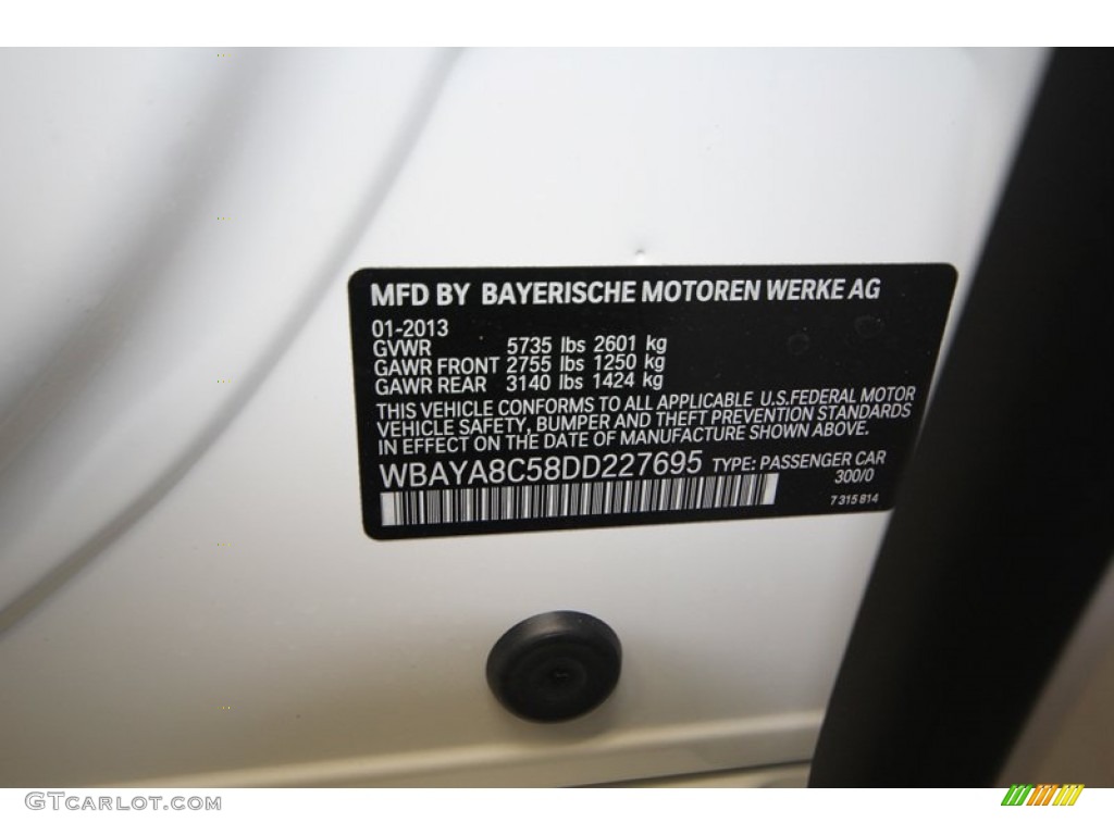 2013 7 Series Color Code 300 for Alpine White Photo #77766419