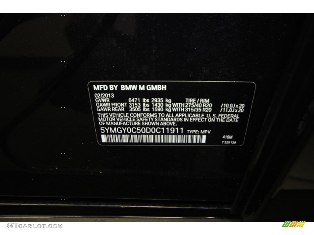 2013 X5 M Color Code 416 for Carbon Black Metallic Photo #77770481