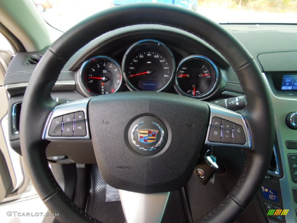 2013 Cadillac CTS 3.0 Sedan Ebony Steering Wheel Photo #77771100