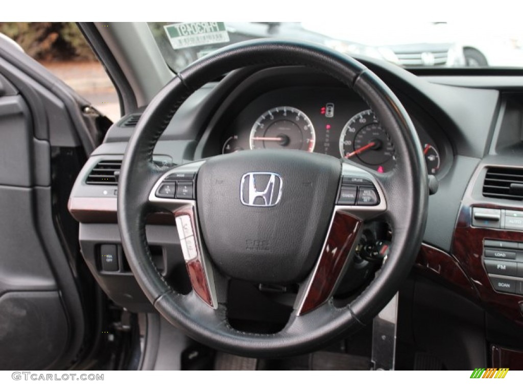 2010 Honda Accord EX-L V6 Sedan Black Steering Wheel Photo #77772213
