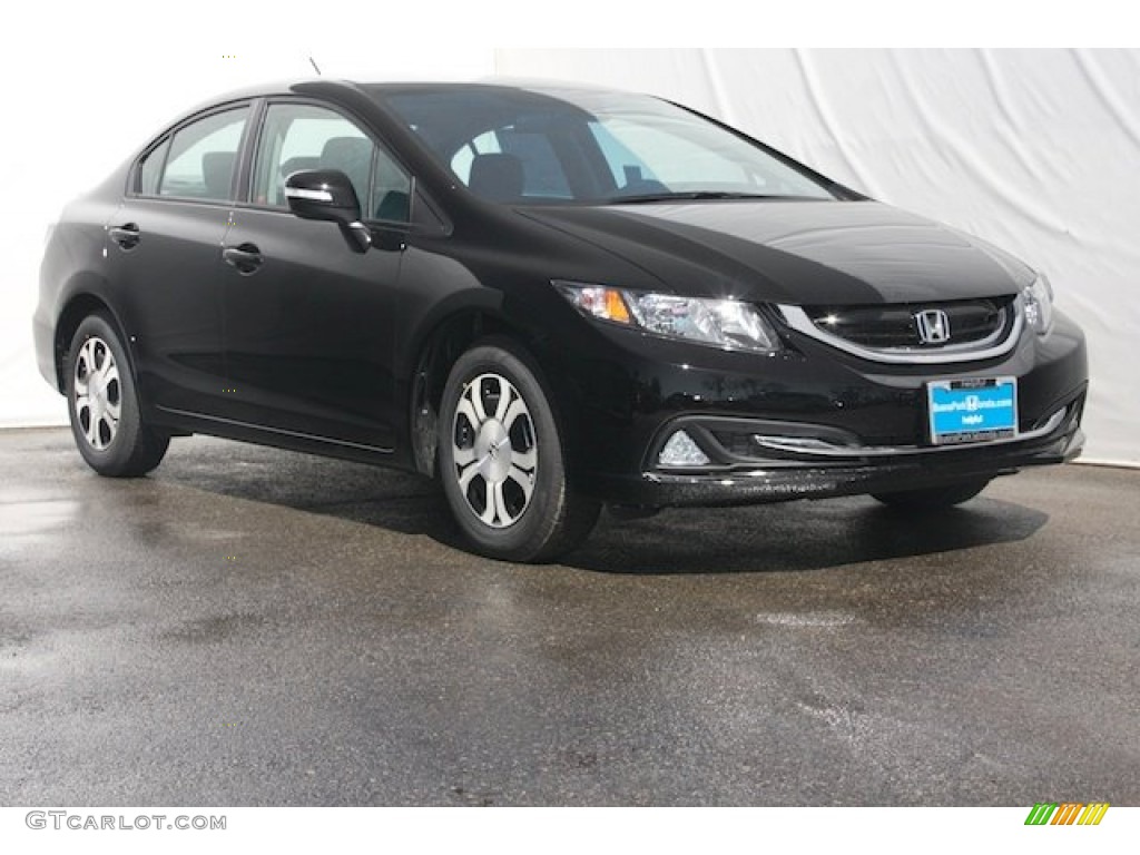 2013 Civic Hybrid-L Sedan - Crystal Black Pearl / Gray photo #1