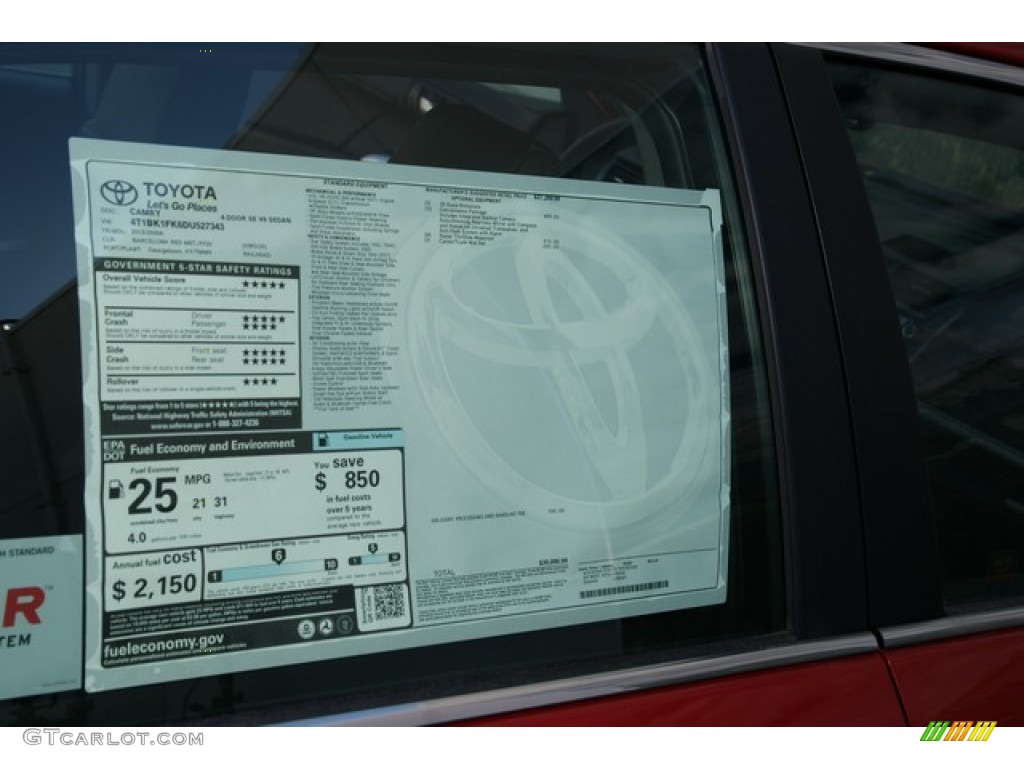 2013 Camry SE V6 - Barcelona Red Metallic / Black photo #10