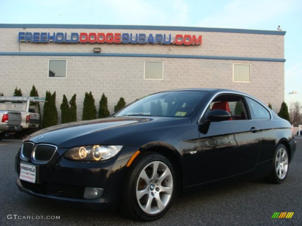 2007 3 Series 328xi Coupe - Jet Black / Coral Red/Black photo #1