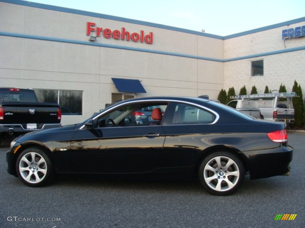 2007 3 Series 328xi Coupe - Jet Black / Coral Red/Black photo #3