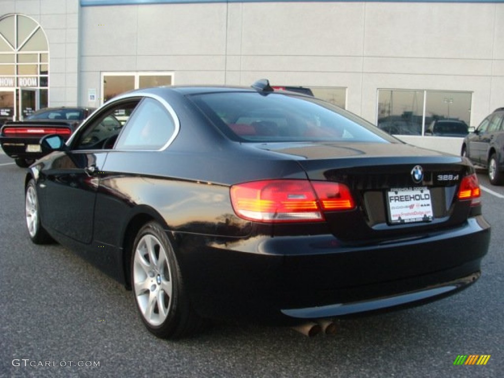 2007 3 Series 328xi Coupe - Jet Black / Coral Red/Black photo #4